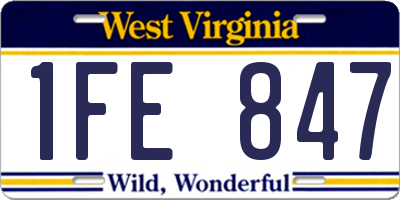 WV license plate 1FE847