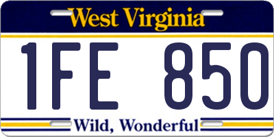 WV license plate 1FE850