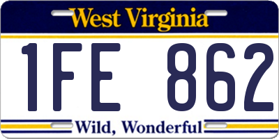 WV license plate 1FE862