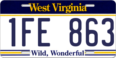 WV license plate 1FE863