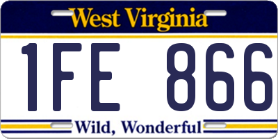 WV license plate 1FE866