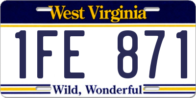 WV license plate 1FE871