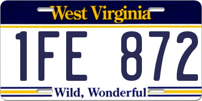 WV license plate 1FE872