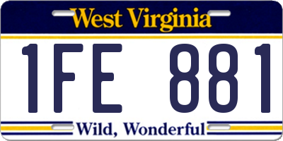 WV license plate 1FE881