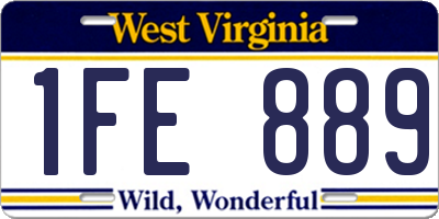 WV license plate 1FE889