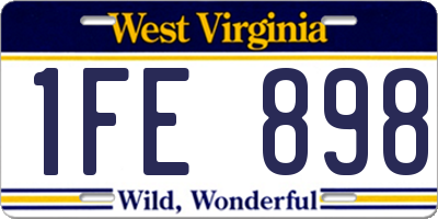 WV license plate 1FE898