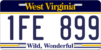 WV license plate 1FE899