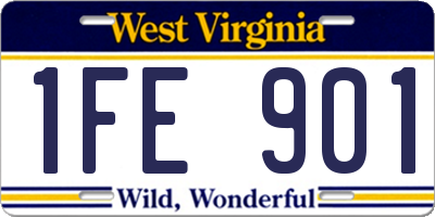 WV license plate 1FE901