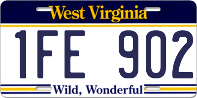 WV license plate 1FE902
