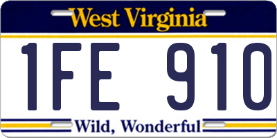 WV license plate 1FE910