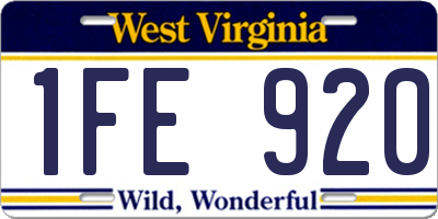 WV license plate 1FE920