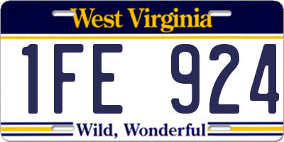 WV license plate 1FE924