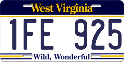 WV license plate 1FE925