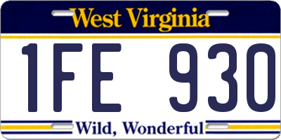 WV license plate 1FE930