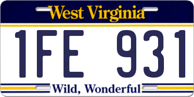 WV license plate 1FE931