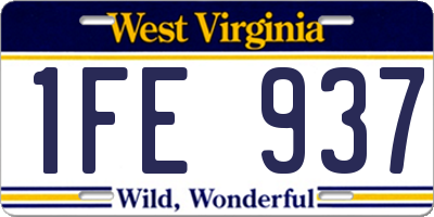 WV license plate 1FE937