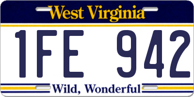 WV license plate 1FE942