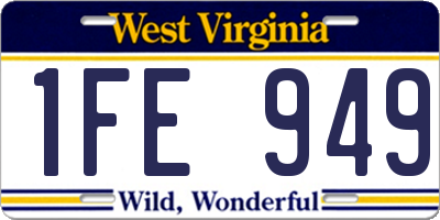 WV license plate 1FE949