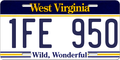 WV license plate 1FE950