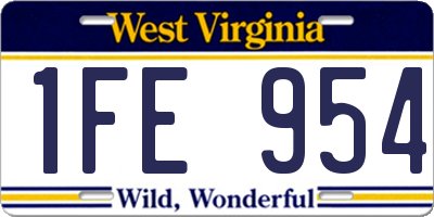 WV license plate 1FE954