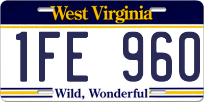 WV license plate 1FE960