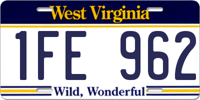 WV license plate 1FE962