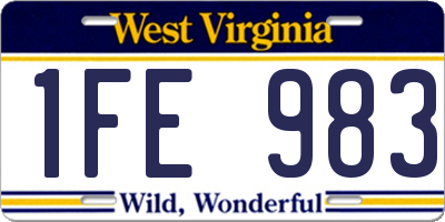 WV license plate 1FE983