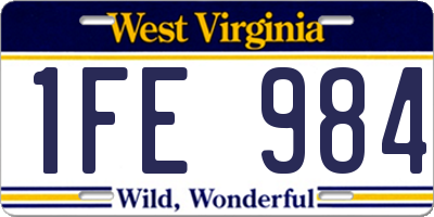 WV license plate 1FE984