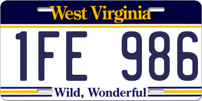 WV license plate 1FE986