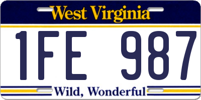 WV license plate 1FE987