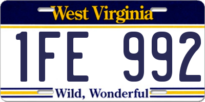 WV license plate 1FE992