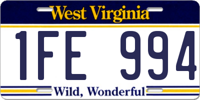 WV license plate 1FE994