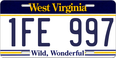 WV license plate 1FE997