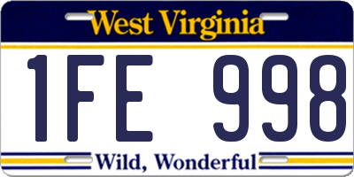 WV license plate 1FE998