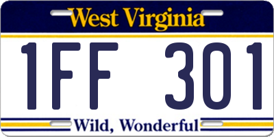 WV license plate 1FF301