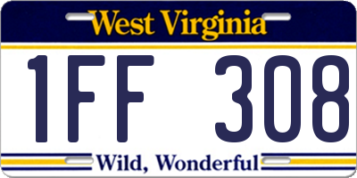 WV license plate 1FF308