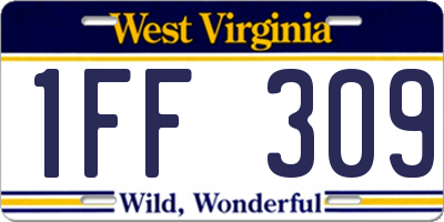 WV license plate 1FF309