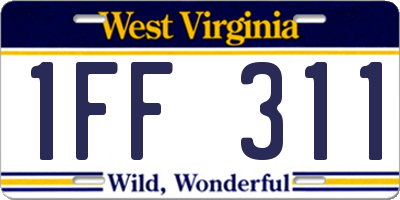 WV license plate 1FF311
