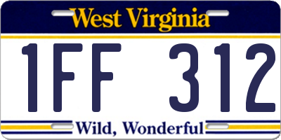 WV license plate 1FF312