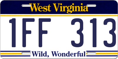 WV license plate 1FF313