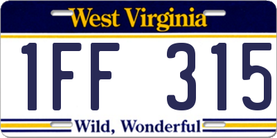 WV license plate 1FF315