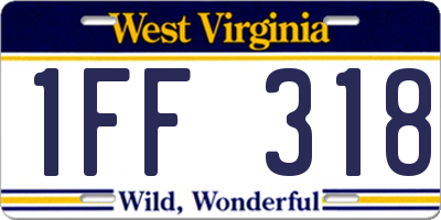 WV license plate 1FF318