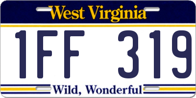WV license plate 1FF319
