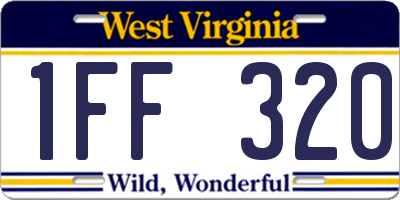 WV license plate 1FF320