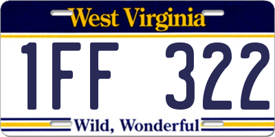WV license plate 1FF322