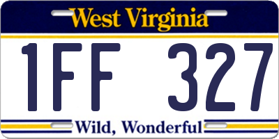 WV license plate 1FF327