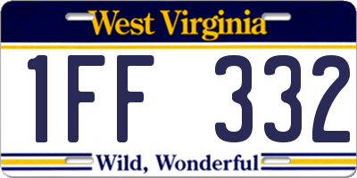 WV license plate 1FF332