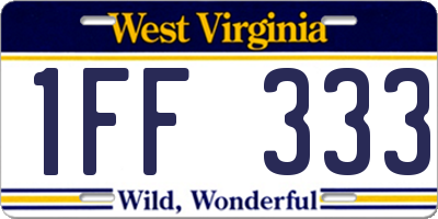 WV license plate 1FF333