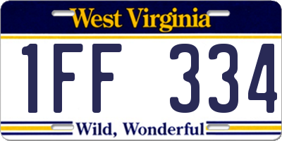 WV license plate 1FF334