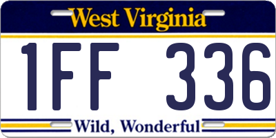 WV license plate 1FF336